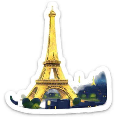 tour eiffel  with lights with city lights  sticker