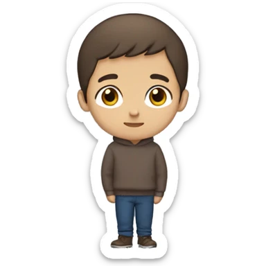 winter, christmas, hispanic, short brown hair, boy, brown eyes, child, full body, blue sweater sticker