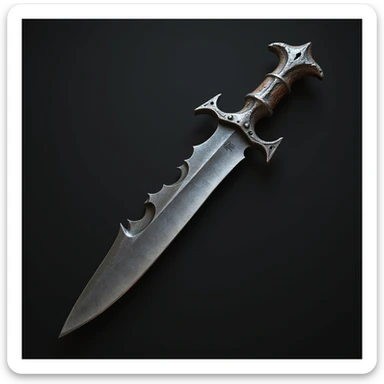 realistic gothic knife, with a bat wing handle, photorealistic style, no background sticker