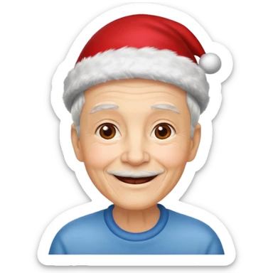 elderly with red xmas hat sticker
