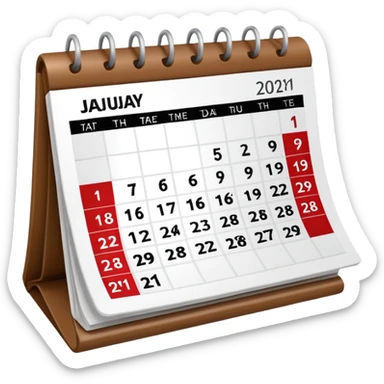 Desk calendar flipped to current month sticker