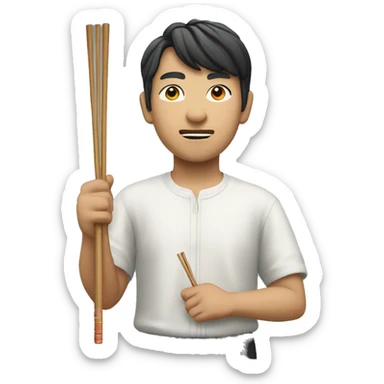 an Asian holding a chopstick ￼ sticker