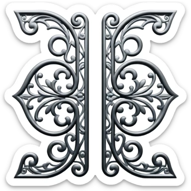Black and silver filigree page divider, 3D, extremely detailed design sticker