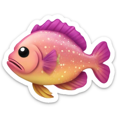 Two Kawaii skate fish grouper with many colors and glitter  sticker