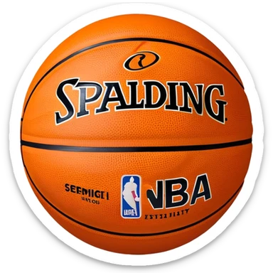 Minimalist basketball with Spalding and NBA logos, orange with black lines sticker