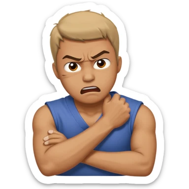 Guy with his arm wrapped around other holding his neck out of frustration  sticker