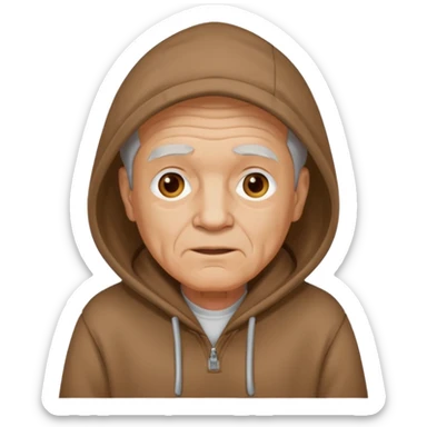 old man with brown hoodie sticker