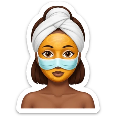 Brown skin Lady with face mask spa beauty full face relaxing sticker