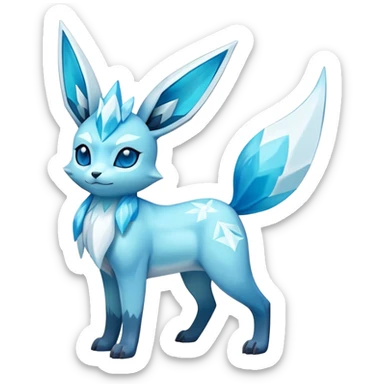 Shiny Exotic Colorful Glaceon-Amaura-Aurorus-Fakémon-hybrid-creature (full body)  sticker