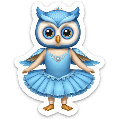 I want a blue stuffed owl wearing a ballet costume sticker