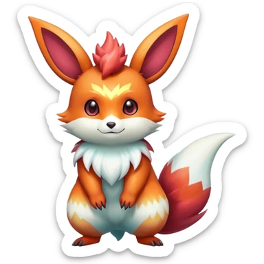 Shiny Darj Sparkly Pastel Colorful Exotic Glowing Fiery Emberly Furret-Flareon-Minccino-Zangoose-Hybrid (Full body) sticker