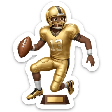 trophy of football player gold player giving stiff arm knee up sticker