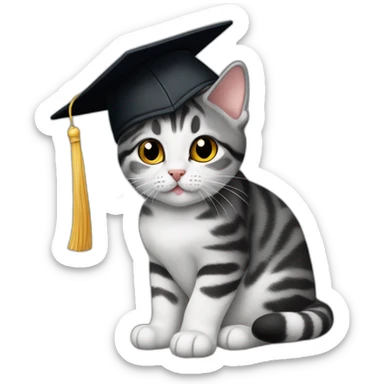 american shorthair cat in black academic cap sticker