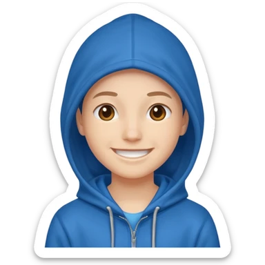 emoji of a person wearing a blue hoodie smiling sticker