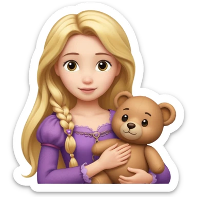 Rapunzel holding a teddy bear sticker