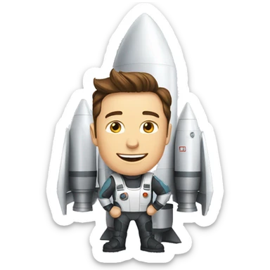 elon musk polishing a rocket sticker