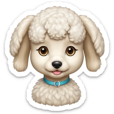 Mini Poodle with Asia ponytail hair girl say goodbye sticker
