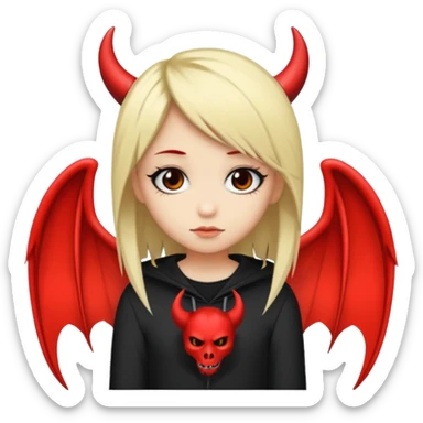 A black and blonde haired girl with a devils wing and tail and she's emo sticker