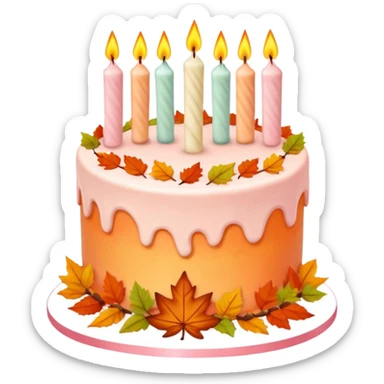 Fall themed pastel birthday cake with candles  sticker