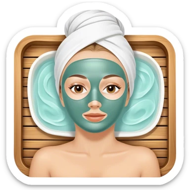 White lady with face mask spa beauty full face relaxing sticker