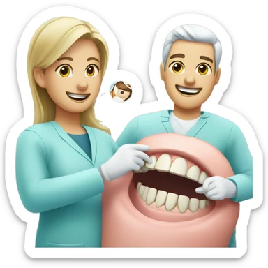 dentist removes woman's teeth sticker