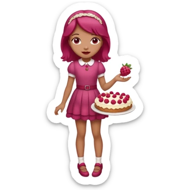 Raspberry torte human full body and legs girl with a raspberry barrette on her head sticker