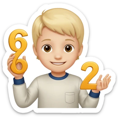 A Lil kid holding 6 7  sticker