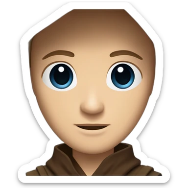 Dark side anakin skywalker (scar over right eye) (brown hooded robe) (portrait, front facing) (blue lightsaber) sticker