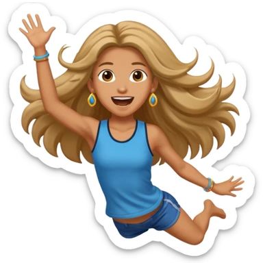 bungee jumping face in action with earrings and long hair flying away sticker