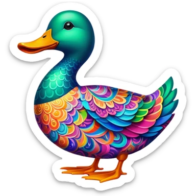 Psychedelic duck sticker