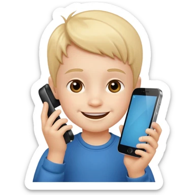 little kid with phone sticker