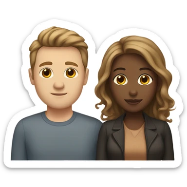 interracial couple with mixed race woman and white man with brown hair sticker