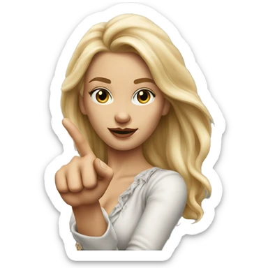 Blonde elegant women with LONG HAIR, her Body Covered with Tattoos, POINTING YOU FORWARD with her HAND with INDEX FINGER, Hyper Realistic sticker