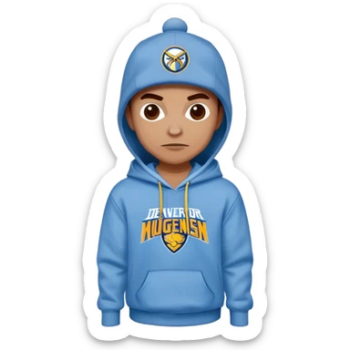 Spider-Man wearing Denver Nuggets hoodie and Colorado avalanche cap sticker