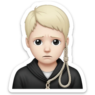 😔 with noose around neck sticker