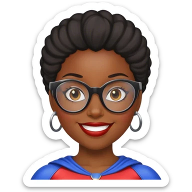 Black girl superhero with glasses  sticker