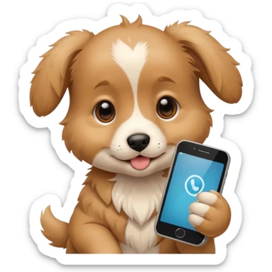 puppy with phone sticker