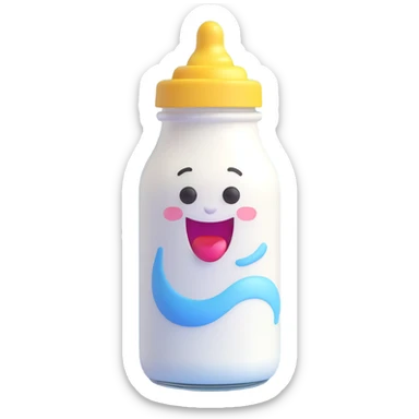 probiotic drink yogurt bottle emoji, healthy and friendly feeling, bright colors sticker