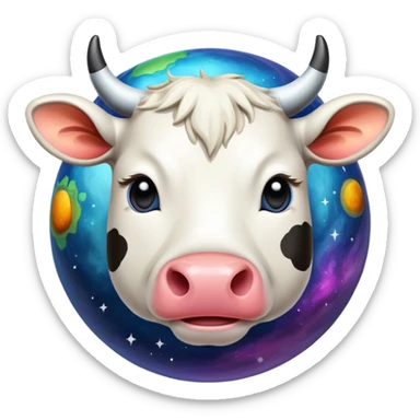 Planeta con cara de vaca sticker