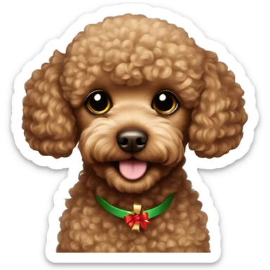 Brown toy poodle Christmas  sticker