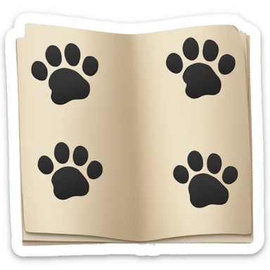 a folder of documents with a dog's paw print on it sticker