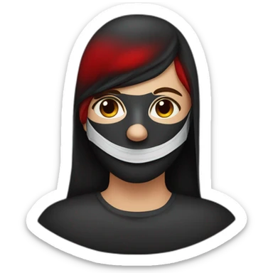 une personne avec des habis noir avec un masque de couleur noir avec des yeux rouges qui recouvre son visage sticker