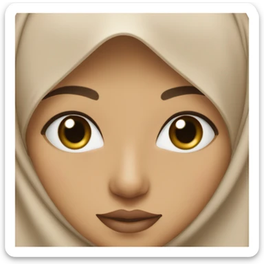 a person wearing a nude colored hijab with a nude oval face, and a nose that is not too sharp, thin lips, skin color like a southeast Asian person sticker