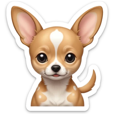 Chihuahua de pelo blanco con negro como una vaca. Con Grandes orejas super delgado sticker