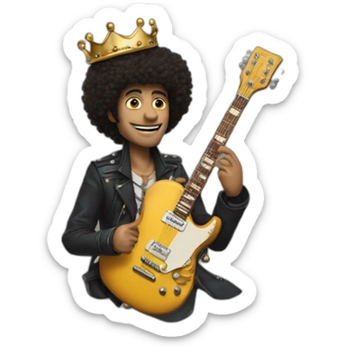 Soolking brook ;bones ;affro cut ;guitar;crown sticker