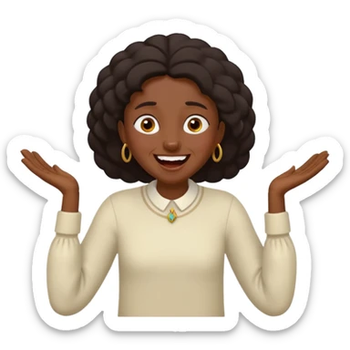 Baiza Ethiopian, dark hair Oldest but immature, no filter, funny Pose: laughing wildly, arms flailing sticker