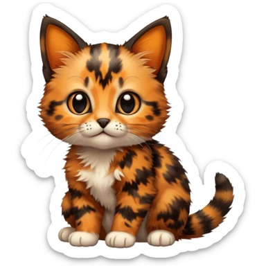 A high-resolution photo-realistic digital illustration of a tortoiseshell kitten, chest upward sticker