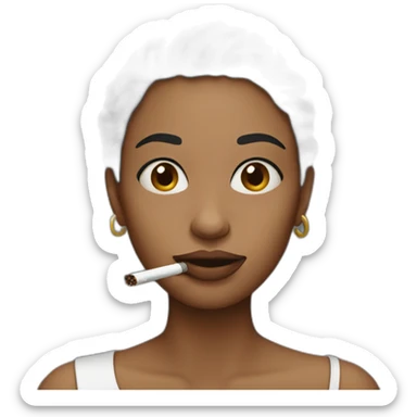 woman holding cigarette sticker