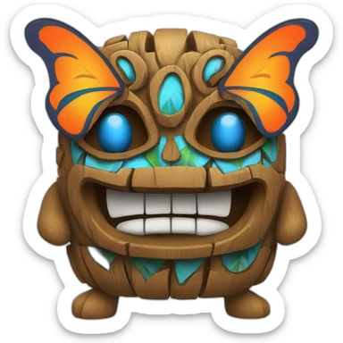 Tiki with colors blue and orange-butterfly-tornado-fun-love sticker