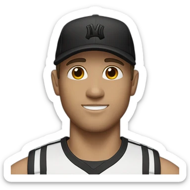 pale brown haired man with a black adidas cap sticker